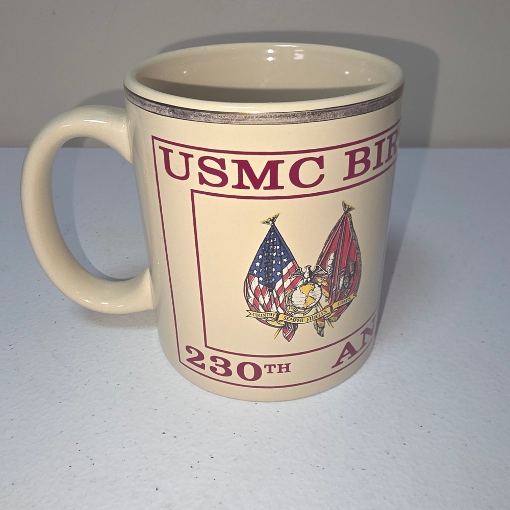 USMC Birthday Ball 230th Anniversary Commemorative Ceramic Coffee‎ Mug Cream